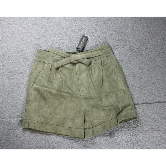 New Blank NYC Shorts 31 Suede Green Rosemary Paperbag Lined Zip - Picture 1 of 7
